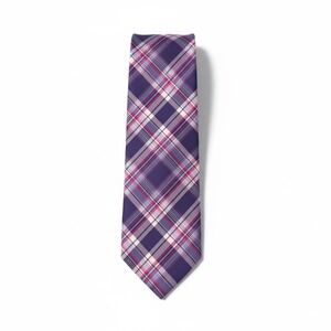 J.Crew Mens Purple Plaid Cotton Necktie Classic Tartan Wedding Business Tie